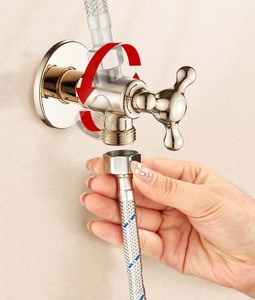 Robinet d'arrêt triangulaire français doré champagne pour eau chaude/froide, robinet de luxe en laiton chromé pour toilettes domestiques, garantie 3 ans - Product Image 6