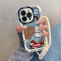 Protection d'appareil photo antichoc pour Apple pour iPhone 16 Pro Max 15 14 13 Nouvelle coque de téléphone portable en TPU créative de luxe avec motif de chien de dessin animé