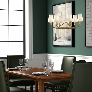 Candelabro <span class=keywords><strong>Ziba</strong></span>, elegante lámpara colgante de oro con pantallas de tela blanca para comedor, sala de estar, decoración clásica moderna - Product Image 2