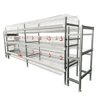 Cage à poules à 6 niveaux en H, peu encombrante, avec système d'évacuation automatique du fumier et courroie à œufs, pour élevages pondeuses à haute densité