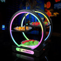 Plateau de service lumineux en acrylique de style lune personnalisé de luxe pour bar, karaoké, boîte de nuit, écologique, pour fruits, en-cas, aliments, avec éclairage LED