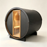 Cabine de sauna infrarouge en bois noir sur mesure OEM, sauna sec en bois de pruche, sauna sec extérieur rond