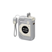 Batterie externe en plastique haute capacité 10000 mAh avec câble intégré et prise secteur, charge rapide, chargeur portable, sortie Type-C