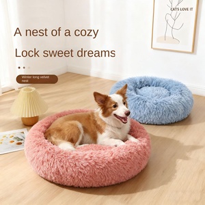 Cama Redonda Ecológica para Perros, de Felpa, Cálida para Invierno, Diseño Clásico a Cuadros, con Funda Extraíble y Lavable - Product Image 3