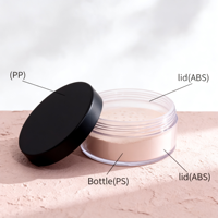 Pot vide rond transparent en plastique MINGLI de 50g pour poudre libre avec impression personnalisée, emballage cosmétique pour poudre de finition, couvercle noir