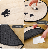 Tapis d'entraînement rond pour animaux de compagnie de qualité supérieure, imperméable, antidérapant, avec motif de patte mignon, lavable, pour la propreté des animaux
