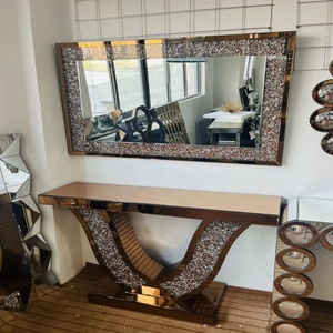 <span class=keywords><strong>Table</strong></span> <span class=keywords><strong>console</strong></span> <span class=keywords><strong>extensible</strong></span> moderne en verre rond pour salon, chambre, atelier, salle à manger, usage domestique ou hôtelier - Product Image 4