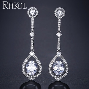 RAKOL EP2125 nuevos pendientes de mujer colgantes de gota de agua de circón plateado 2022 - Product Image 2