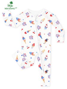 Miozing Bağımsızlık Günü Bebek Kıyafetleri Yeni Doğan Unisex Organik Bambu Bebek Pijamaları OEM Bebek Kıyafetleri Özel Logolu Bebek Kıyafetleri - Product Image 2