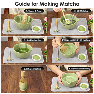 Juego de Té Matcha de Estilo Japonés de 7 Piezas, Tazón de Cerámica con Batidor de Bambú, Kit Completo, Accesorios para Café y Té - Product Image 6