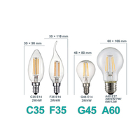 Ampoule LED C35 F35 G45 A60, type bougie, E27, verre givré, luminaires AC/DC 2700K pour hôtel, salle à manger, ampoules Edison vintage