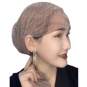 YASEEN Fashionable Women's Soft Mesh Headscarf, Solid Color Flat-Top Muslim Black Headscarf <b>Hat</b>, Eco-Friendly, Breathable, - Product Image 1