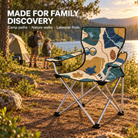 Chaise de camping portable robuste avec accoudoirs, porte-gobelet et motif logo personnalisé pour la découverte de la nature (vente en gros)