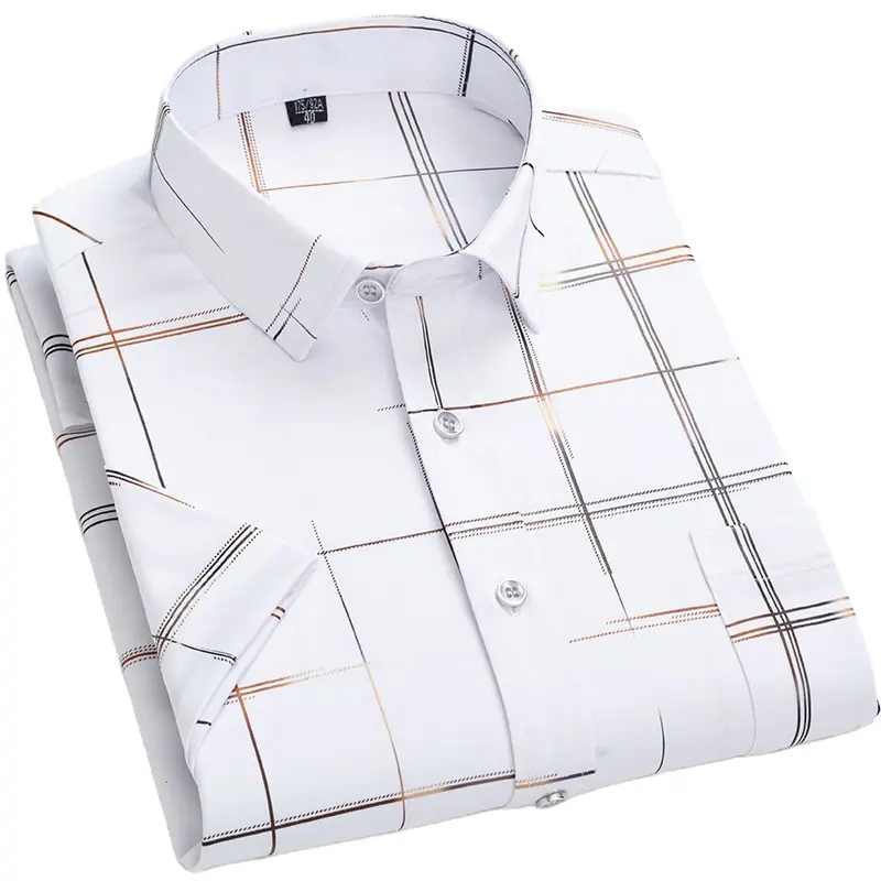 OEM MTM feito para medir Custom Poliéster Algodão Manga Curta Clássico Homens Vestido Formal Camisa dos homens para o Negócio Made in China