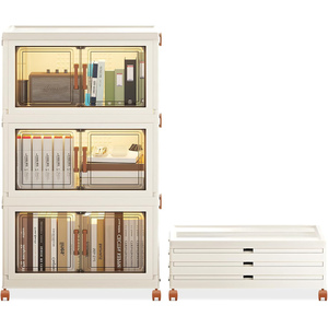 Armario de Almacenamiento Plegable para el Hogar, Organizadores de Armarios Plegables, Cajas y Contenedores de Almacenamiento de Plástico Multifuncionales Apilables con Ruedas - Product Image 1