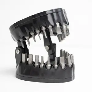 Denture Drill Bit Holder Teeth Model Design Screwdriver Organizing Holder Holds Up to 28 Bits Fits 1/4 Inch Hex Bit Adapter