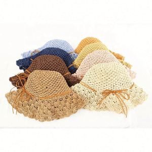 Wholesale Cheap Foldable Bucket Sun <b>Hat</b> Hand Woven Pineapple Pattern Paper <b>Straw</b> <b>Hat</b> for Women <b>Lady</b> Girl - Product Image 2