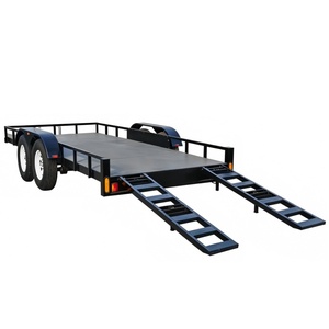 Rampes <span class=keywords><strong>de</strong></span> remorque à plateau plat utilitaire en acier Q235 à double essieu |   Treuil électrique robuste avec frein, option pour le transport <span class=keywords><strong>de</strong></span> marchandises et <span class=keywords><strong>d</strong></span>'équipements ATV - Product Image 2