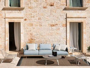 Ensemble de salon de jardin modulable moderne en aluminium et rotin pour terrasse, patio, cour et appartement - Product Image 6
