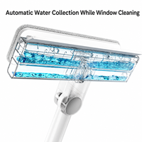 Nettoyeur de vitres double face à récupération d'eau, avec tampon microfibre et bande de décapage, sur perche télescopique, pour nettoyage de vitres, direct usine
