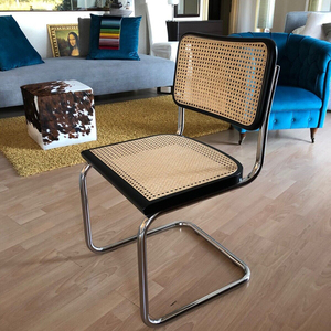 Sedia da pranzo in vimini naturale senza braccioli, stile Mid-Century, per ristoranti e caffè, in canna nera, Canada - Vendita all'ingrosso - Product Image 1
