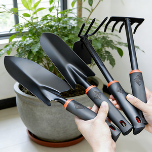 Garden Hand Tool Set 4 Pc Shovel Rake Hoe Trowel For Outdoor Planting Flower Gardening Courtyard Balcony Landscaping - Product Image 2