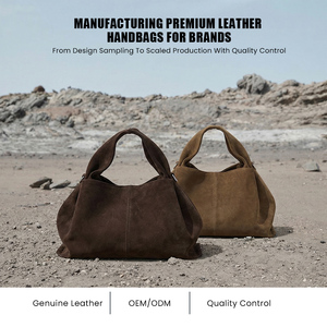 Borsa Tote in vera pelle scamosciata con Logo personalizzato borse minimaliste a tracolla da donna con marchio di lusso - Product Image 1