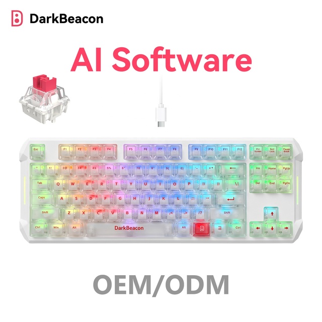 Flux 87 White AI Programmable Wired Mechanical TKL 87 Keys Hall Effect Magnetic Switch Gasket Mount RGB Rapid Trigger USB-C