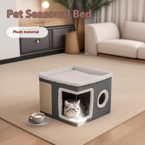 Rumah kucing multifungsi, dengan bantalan goresan, bola interaktif nyaman untuk kucing - Product Image 3