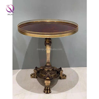 MKMJ Table basse vintage en cuivre pur de style britannique Table à thé ronde de style américain en laiton doré sculpté pour la décoration intérieure de luxe