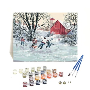 Kit de peinture à l'huile DIY par numéros, kit de peinture par numéros DIY, peinture par numéros sur toile avec pinceaux 40x50cm - Product Image 1