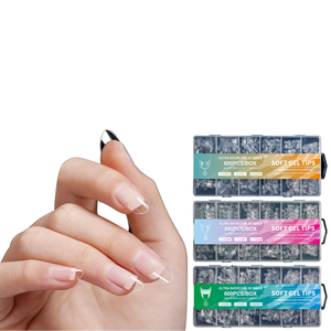 Puntas de Uñas Francesas Transparentes de Alta Calidad, 600 Piezas en Caja, Diseño de Cielo Estrellado, Media Cobertura, Largas, Tamaños 3XL XXL, Gel Suave para Dedos - Product Image 1