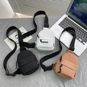 Sac de poitrine simple pour femme en nylon noir avec poche avant zippée, porte-cartes d'identité, portable, usage quotidien, été 2025 - Product Image 5