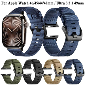 Compatible con <span class=keywords><strong>Apple</strong></span> Watch 46/45/44/42mm Ultra 49mm, Correa de Lona de Nailon de Liberación Rápida, Versión para Hombre para Reemplazar Correas de Reloj. - Product Image 1