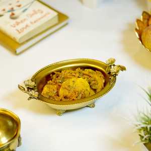 Bol à collation antique en laiton pour fruits secs, noix et en-cas, bol décoratif indien vintage pour la maison, l'hôtel et le restaurant - Product Image 2