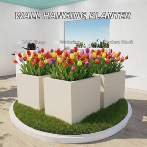 Brice Wall Hanging Self Watering PP Plastic Modern <b>Rectangular</b> Black Planter Boxes for Home & Garden - Product Image 2