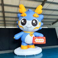 Mascotte gonflable géante bleue de dessin animé personnalisée avec base pour la décoration d'événements du Nouvel An chinois