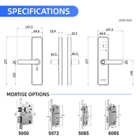 Serrure de porte intelligente Locstar Home Digital Wifi avec empreinte digitale, mot de passe et carte, serrure à mortaise Ttlock pour chambre