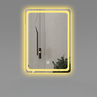 Miroir de salle de bain LED éclairé rectangulaire avec cadre en acier inoxydable, miroir mural tactile à intensité variable pour l'hôtellerie par Joystar