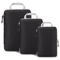 Organiseurs de voyage compressibles en polyester unisexe personnalisés en 3 pièces, cubes de rangement pour vêtements avec fermeture à glissière, OEM/ODM