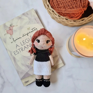 Muñecas Ins superventas de pelo rojo de ganchillo para niñas con falda blanca y negra, lindos regalos para niñas Amigurumi, <span class=keywords><strong>Ojos</strong></span> de seguridad y materiales - Product Image 2