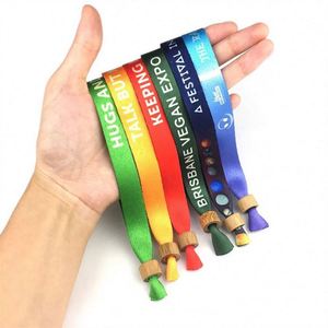 Bracelet personnalisé avec logo imprimé, événementiel, réutilisable, en tissu élastique, avec fermeture unidirectionnelle, en bambou - Product Image 6