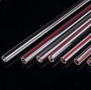 Tubo in Vetro Borosilicato Trasparente con Linea Rossa, Resistente al Calore, per Indicazione Livello Acqua - Product Image 3