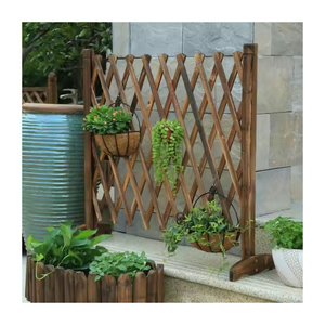 Valla telescópica de madera para jardín, de base plana, con patas de madera, fácil de montar, resistente a la putrefacción, duradera y ecológica. - Product Image 1