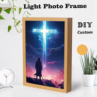 Cadre photo lumineux LED élégant A4 6x8 motif carré, décoration intérieure pour chambre et salon