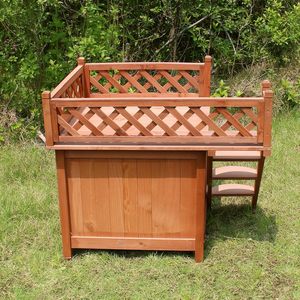 <span class=keywords><strong>Casa</strong></span> Elevada para Perros <span class=keywords><strong>de</strong></span> Madera con Balcón y Escalera para Uso en Exteriores, para Mascotas Pequeñas y Medianas - Product Image 5