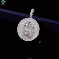 Pendentif Jésus Hip Hop Iced Out pour chaîne, plaqué or 18 carats, argent sterling 925, diamant Moissanite VVS