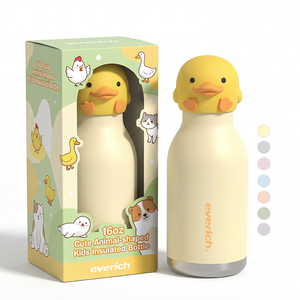 Botella de Agua Everich de 450 ml para Niños, Doble Pared, 18/8, 304SUS, Libre de BPA y a Prueba de Fugas, Diseño con Forma de Animal para el Regreso a Clases - Product Image 1