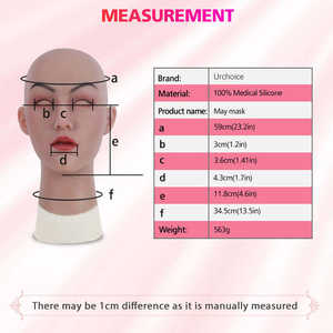 Delicado hacer cara femenina hombre a mujer máscara de cabeza falsa silicona para accesorios de Cosplay disfraz espectáculo de Halloween - Product Image 4