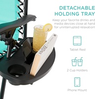 Chaise longue pliable zéro gravité en acier grillagé pour extérieur avec oreillers et porte-gobelets – Menthe pour salle à manger et cuisine